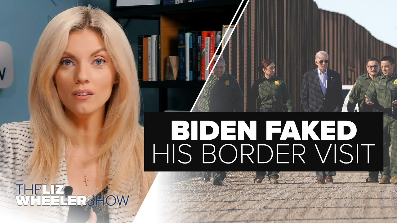 Joe Biden walking alongside border patrol agents at the southern border