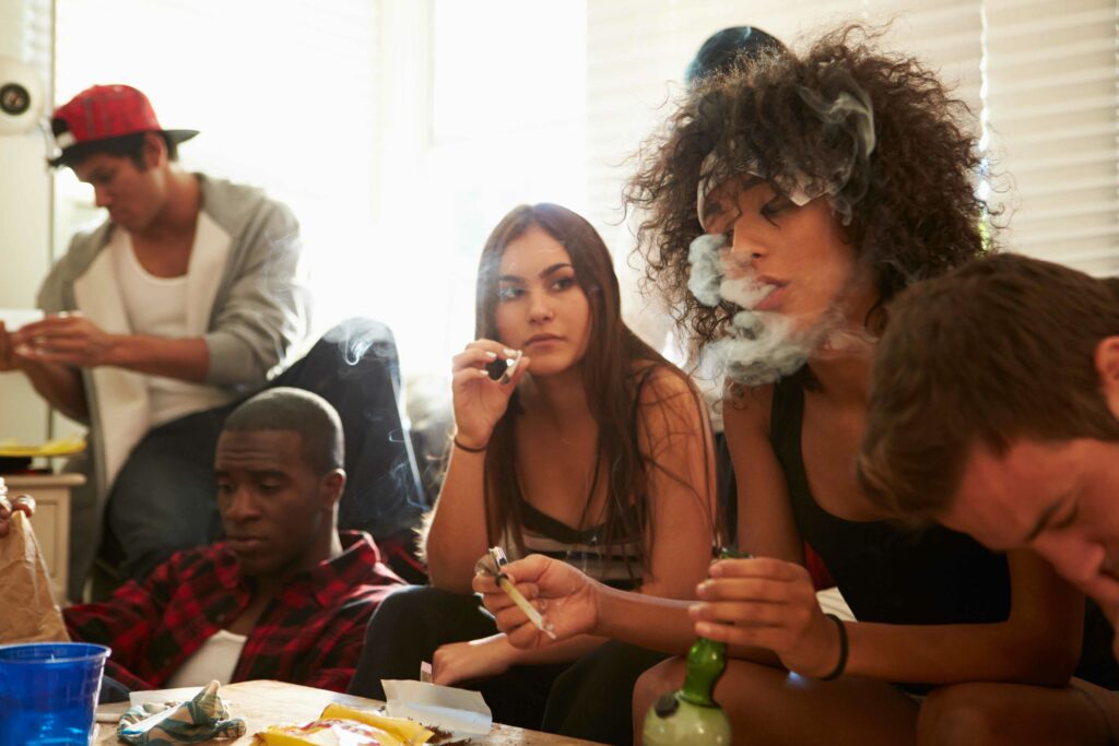 Young adults smoke marijuana
