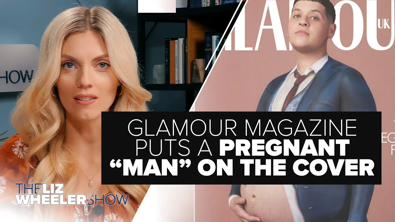 The cover of Glamour Magazine features a pregnant "man" named Logan Brown