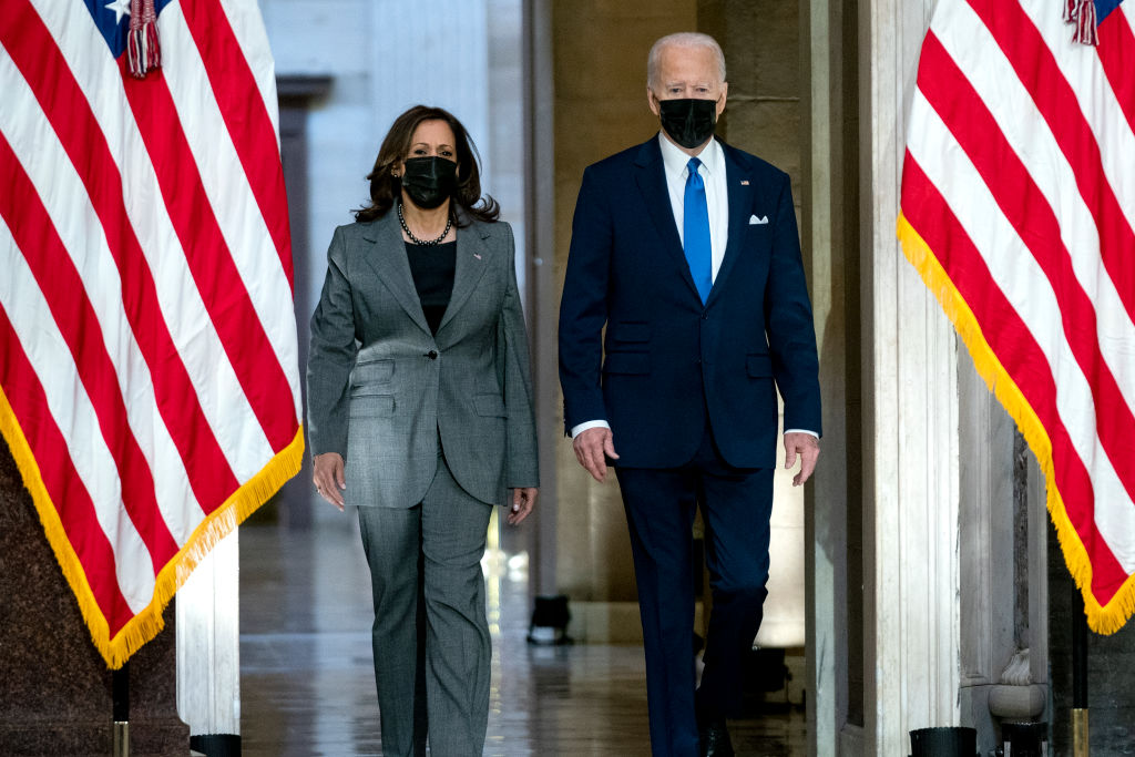 President Biden and Vice President Harris Walk Side-by-Side in Masks to Give Remarks Following January 6 Protests