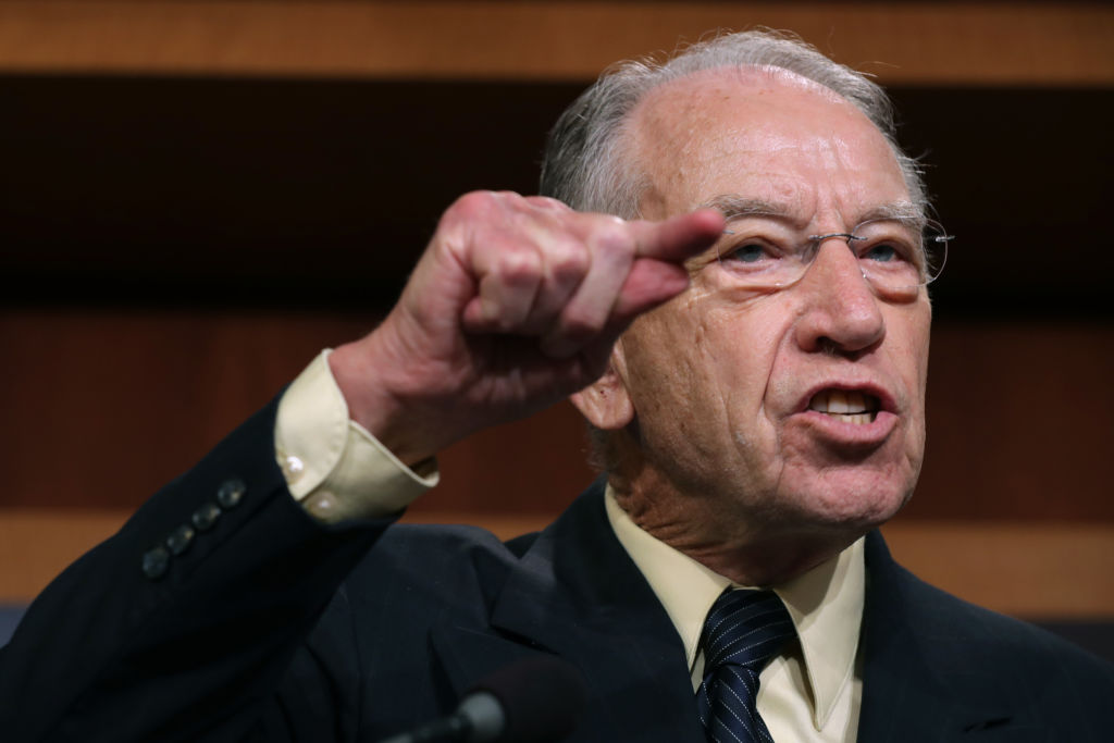 Senate Judiciary Committee Chairman Charles Grassley (R-IA) speaks during a news conference.