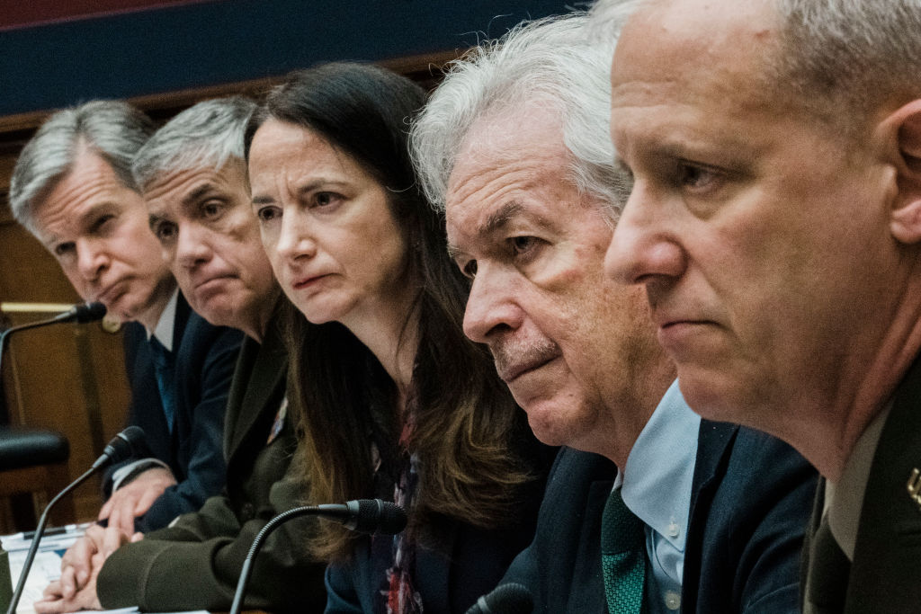 FBI Director Christopher Wray, NSA Director Gen. Paul Nakasone, Director of National Intelligence Avril Haines, CIA Director William Burns and DIA Director Lt. Gen. Scott Berrier testify before the House Permanent Select Committee on Intelligence in the House Intelligence Committee