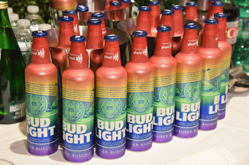 NEW YORK, NEW YORK - MAY 04: A view of rainbow bottles of Bud Light during the 30th Annual GLAAD Media Awards New York at New York Hilton Midtown on May 04, 2019 in New York City