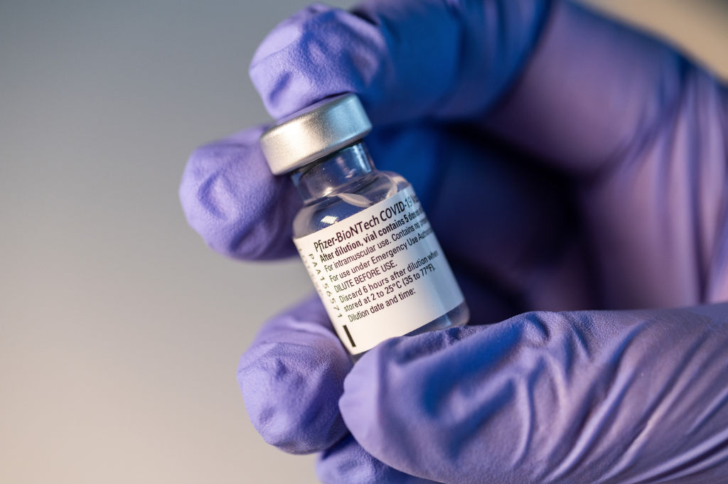 A vial of Pfizer BioNTech vaccine for coronavirus treatment.
