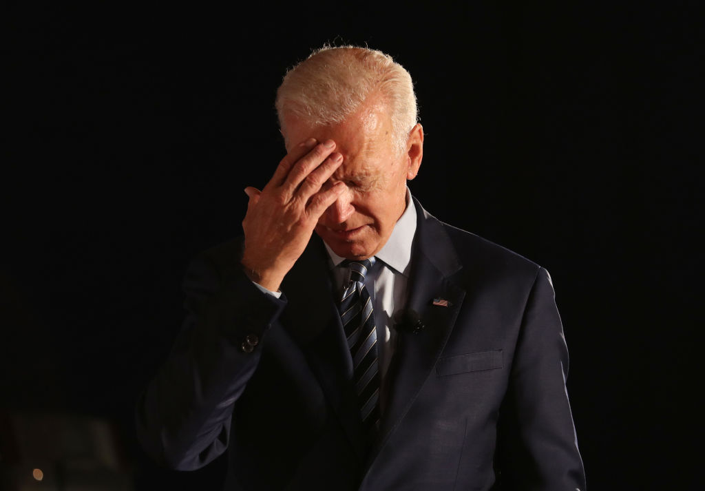 Democratic presidential candidate former U.S. Vice President Joe Biden pauses as he speaks during the AARP and The Des Moines Register Iowa Presidential Candidate Forum at Drake University on July 15, 2019 in Des Moines, Iowa.