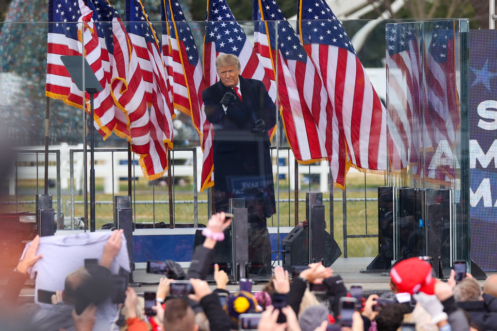 US President Donald Trump speaks at "Save America March" rally in Washington D.C., United States on January 06, 2021