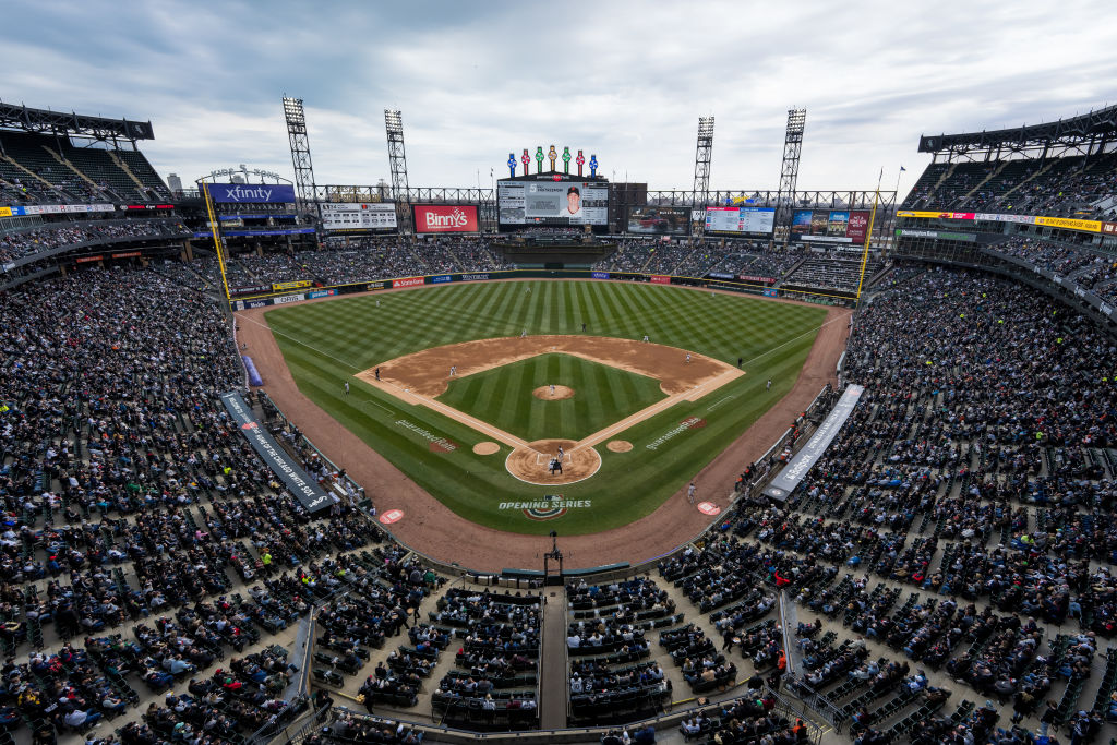 A general stadium view during the game between the San Francisco Giants and the Chicago White Sox at Guaranteed Rate Field on Monday, April 3, 2023 in Chicago, Illinois.