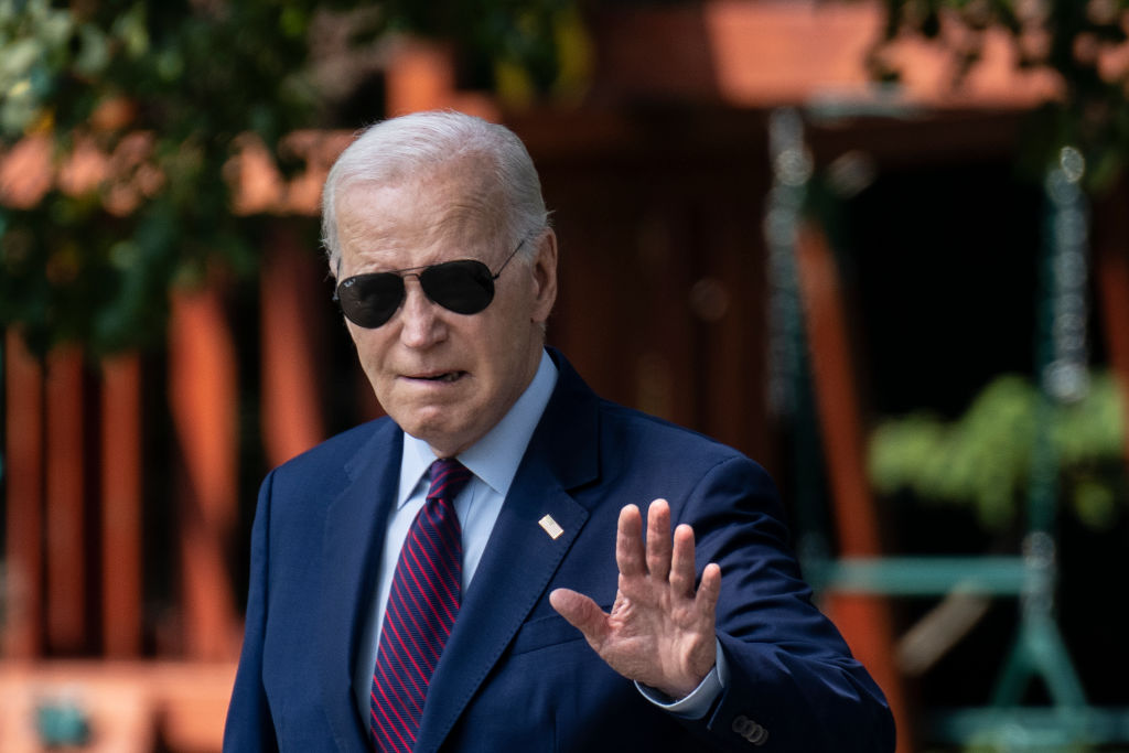 U.S. President Joe Biden waves to the press as he walks to Marine One on the South Lawn of the White House July 28, 2023 in Washington, DC.