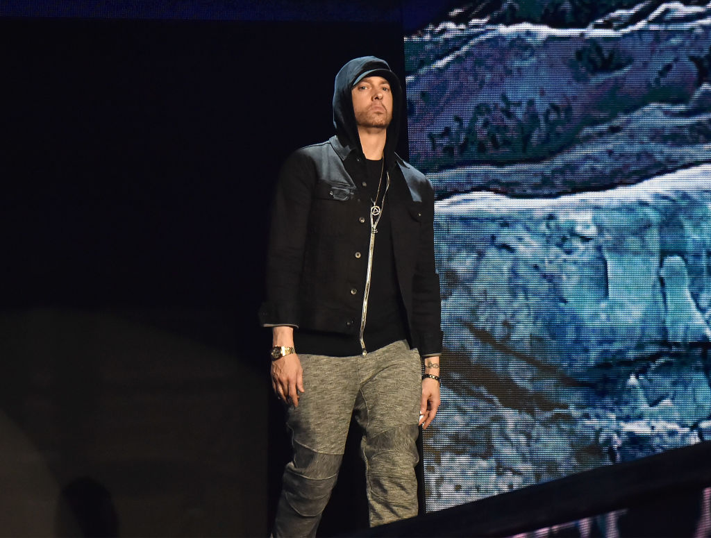 Eminem performs on stage during the MTV EMAs 2017 held at The SSE Arena, Wembley on November 12, 2017 in London, England.