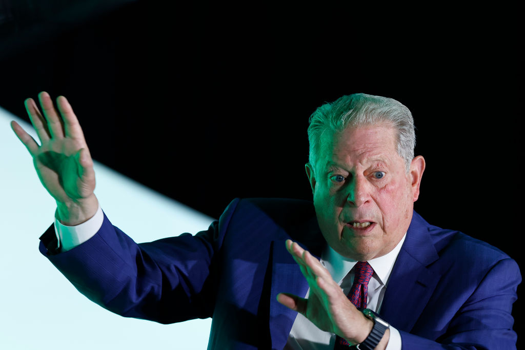 WASHINGTON, DC - MAY 08: Former Vice President Al Gore speaks during the Agriculture Innovation Mission (AIM) for Climate Summit at the JW Marriott on May 08, 2023 in Washington, DC.