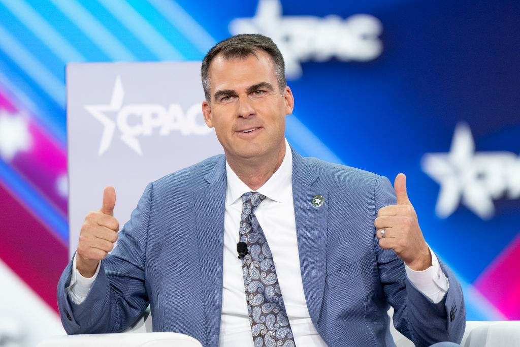 DALLAS, TEXAS, UNITED STATES - 2022/08/05: Governor of Oklahoma Kevin Stitt speaks during CPAC (Conservative Political Action Conference) Texas 2022 conference at Hilton Anatole in Dallas.