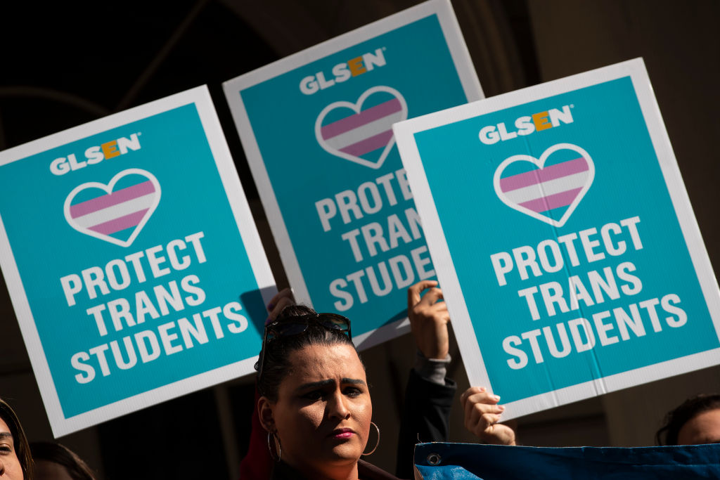 L.G.B.T. activists and their supporters rally in support of transgender people on the steps of New York City Hall, October 24, 2018 in New York City. The group gathered to speak out against the Trump administration's stance toward transgender people.