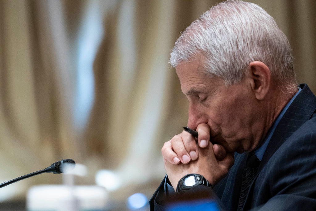 Dr. Anthony Fauci, director of the National Institute of Allergy and Infectious Diseases, listens during a Senate Appropriations Labor, Health and Human Services Subcommittee hearing looking into the budget estimates for National Institute of Health (NIH) and state of medical research on Capitol Hill, May 26, 2021 in Washington, DC.
