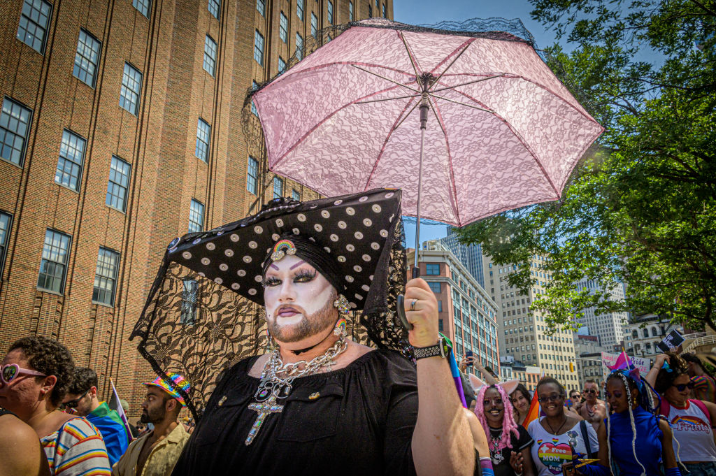 A member of the Sisters Of Perpetual Indulgence seen marching at the protest. Thousands of New Yorkers took to the streets of Manhattan to participate on the Reclaim Pride Coalition's (RPC) fourth annual Queer Liberation March, where no police, politicians or corporations were allowed to participate.