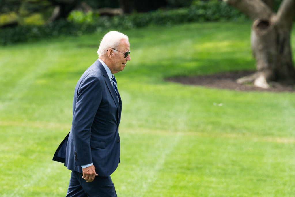 President Joe Biden arrives to the South Lawn of the White House on Marine One after a weekend in Rehoboth Beach, Del., on Monday, August 14, 2023.