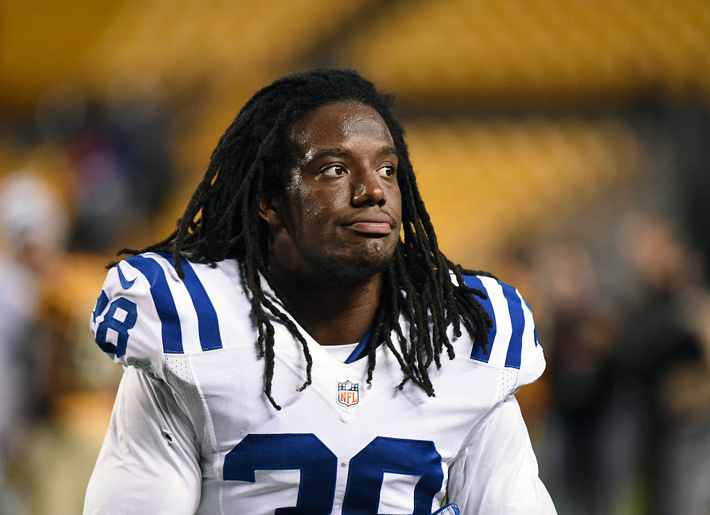 Safety Sergio Brown #38 of the Indianapolis Colts looks on from the field after a game against the Pittsburgh Steelers at Heinz Field on October 26, 2014 in Pittsburgh, Pennsylvania.