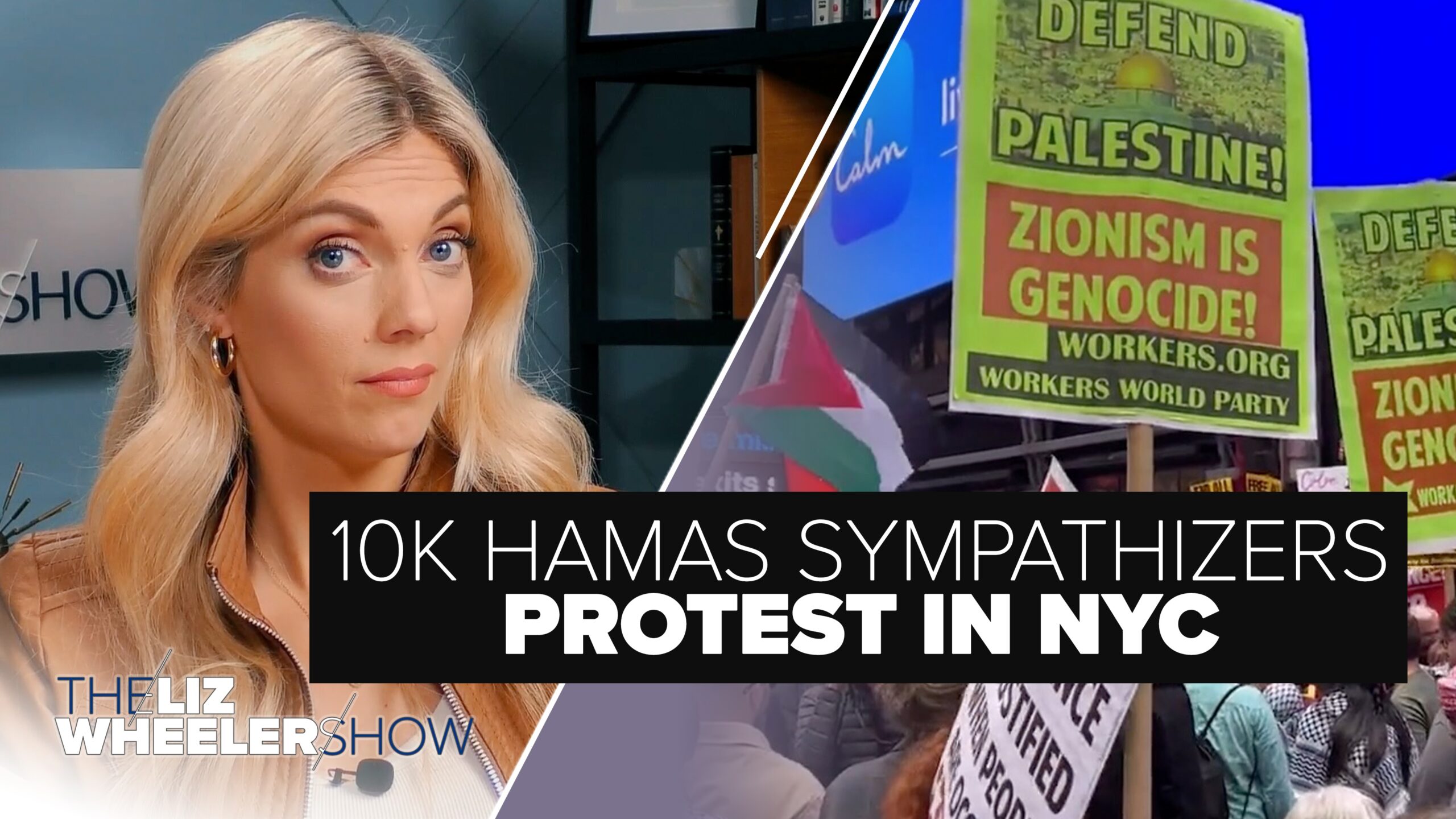 Pro-Hamas protestors gather in New York City's Time Square.